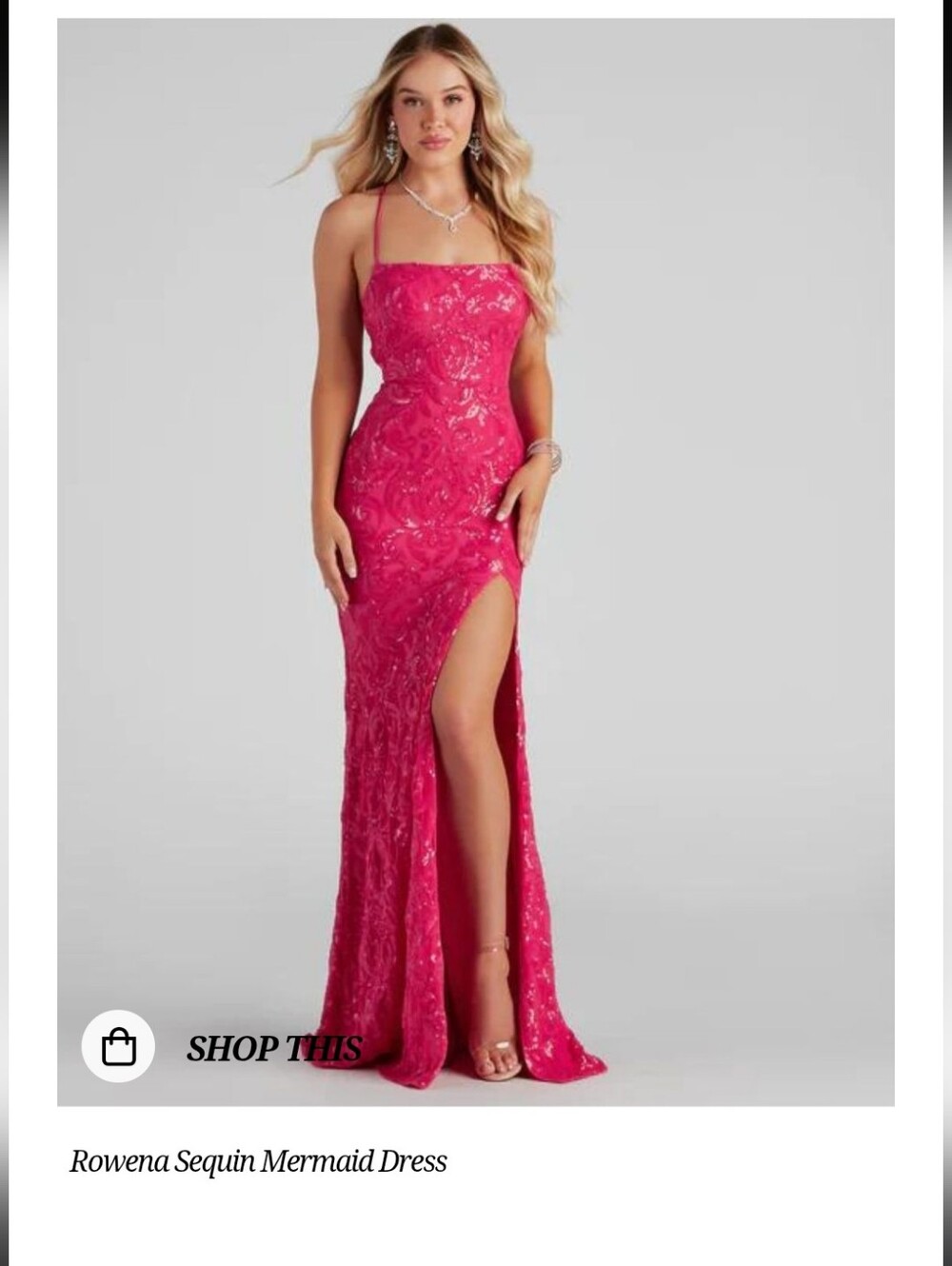 Rowen Hot Pink Sequin Mermaid Gown